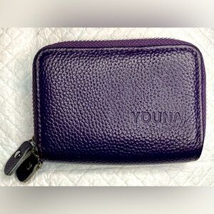 PURPLE PEBBLE LEATHER SMALL MULTI FUNCTION WALLET